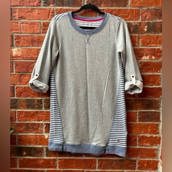 Tommy Hilfiger Womens Medium Gray Stripe Roll Tab Tunic Sweater Dress - Picture 1 of 9